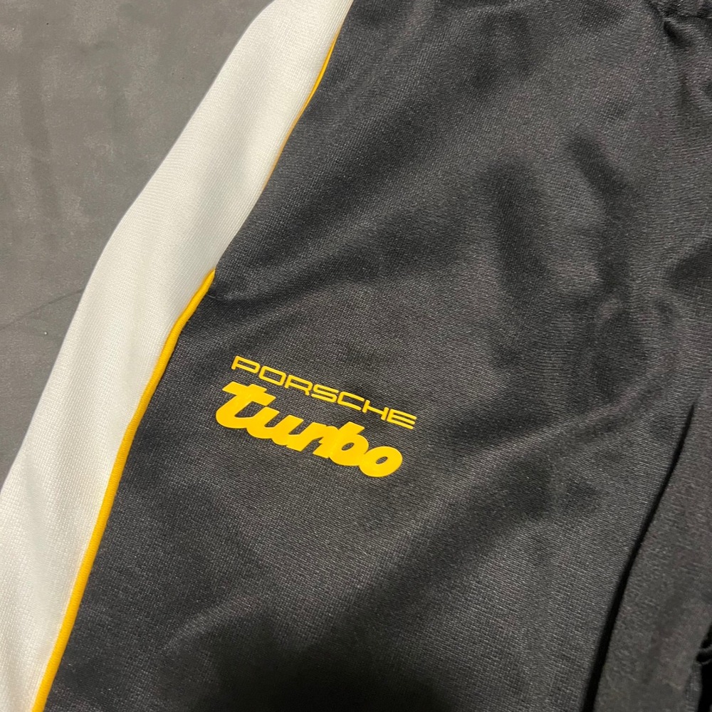 Puma Porsche Legacy Turbo Track Pants Mens Medium Black Yellow White Side Stripe - Picture 4 of 7